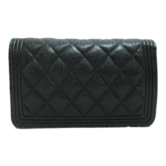 Chanel Boy Black Chain Wallet  Shoulder Caviar Skin Bag - Picture 1 of 10